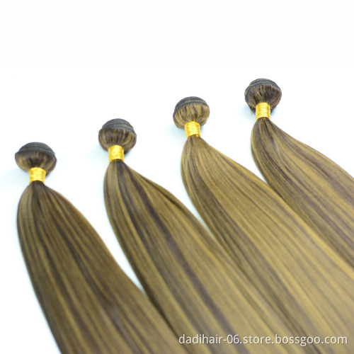 Cheap Synthetic Hair Bundles One Piece,Can Straighten Piano Color Double Weft Heat Resistant Fiber Hair Weave Yaki Straight 100g